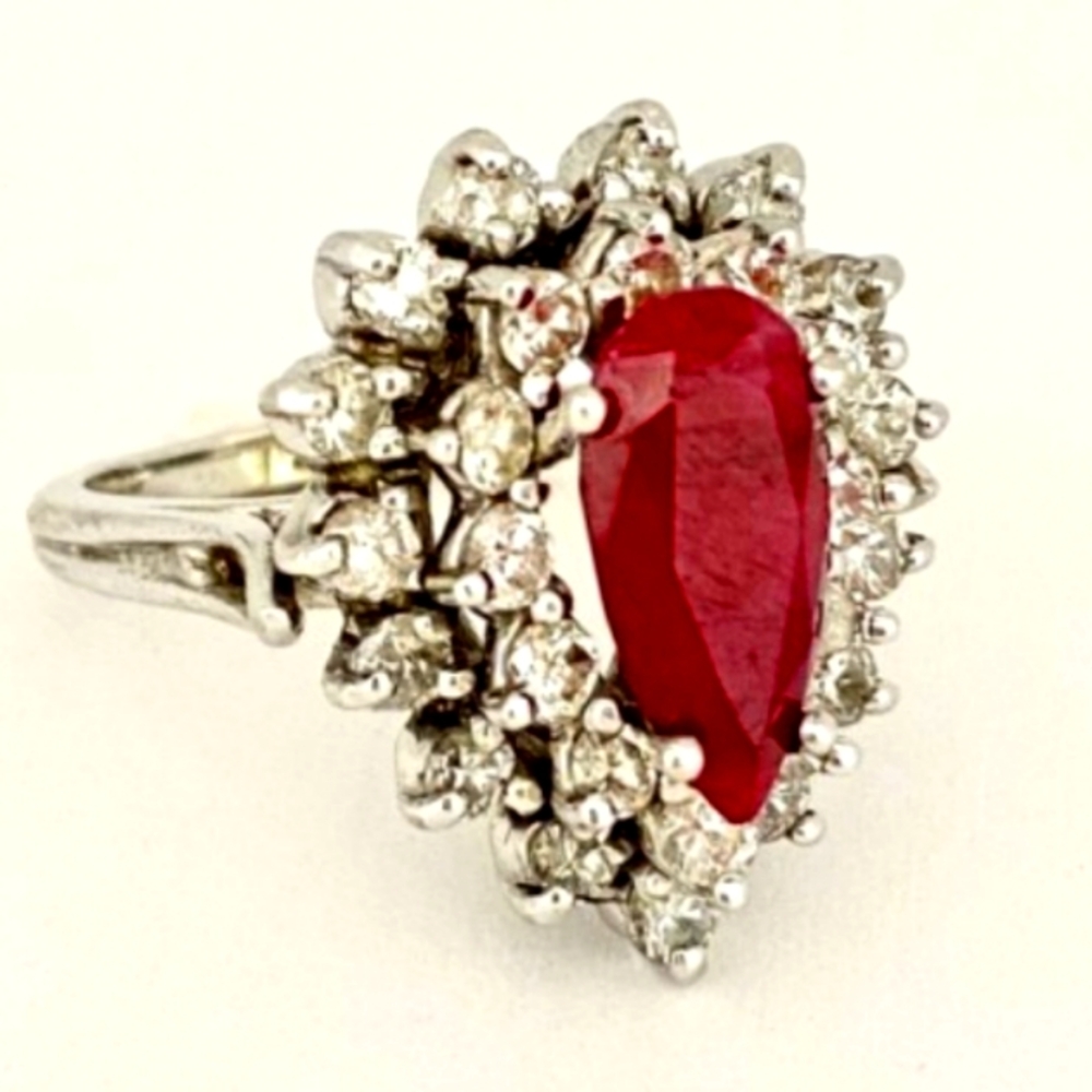 14K 2.25 Carat Ruby & Diamond Bridal Ballerina Ring